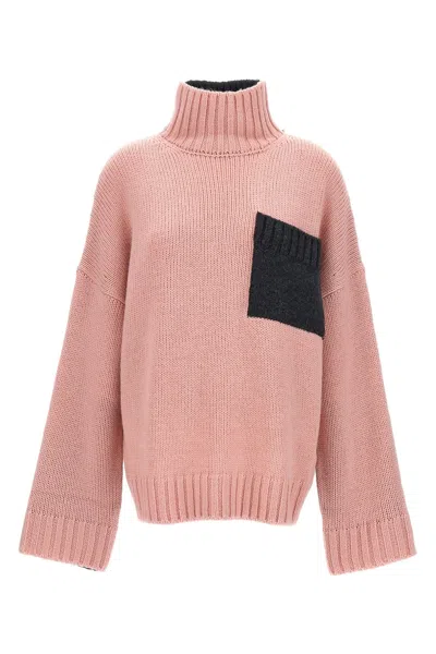 JW ANDERSON J.W.ANDERSON WOMEN LOGO EMBROIDERY TWO-COLOR SWEATER