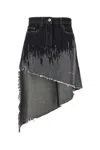 Jw Anderson Asymmetric Degrade Stud High-low Denim Skirt In Gray