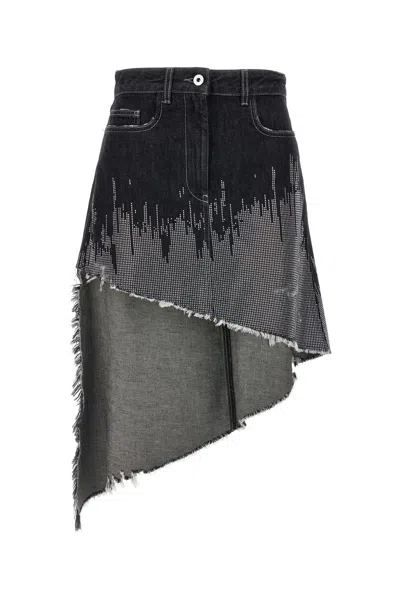JW ANDERSON J.W.ANDERSON WOMEN SEQUIN ASYMMETRIC DENIM SKIRT