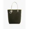 Jw Anderson Khaki Branded Stretch-woven Tote Bag In Khaki