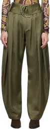 Jw Anderson Khaki Pleated D-ring Trousers In 575 Khaki