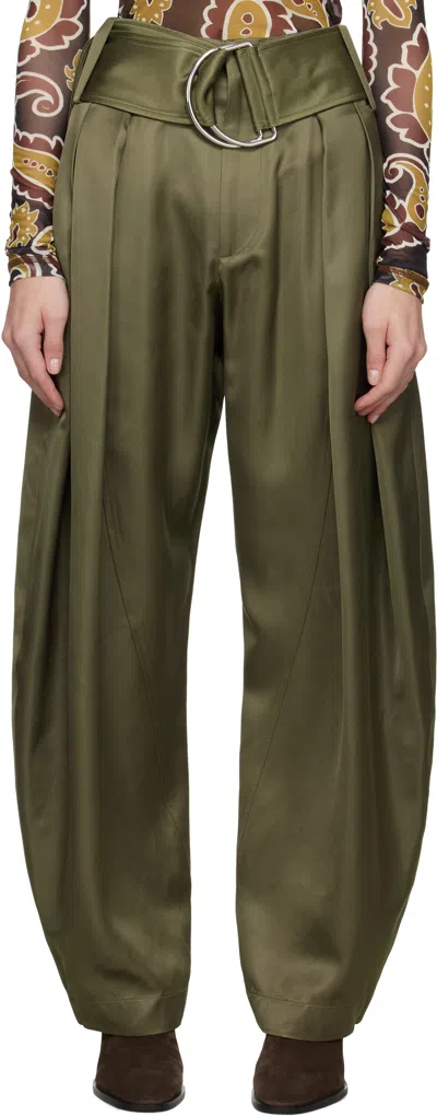 Jw Anderson Khaki Pleated D-ring Trousers In 575 Khaki