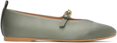Jw Anderson Khaki Satin Ballerina Flats In 302 Military Green