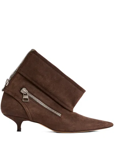Jw Anderson Kitten-heel Biker Boots In Brown