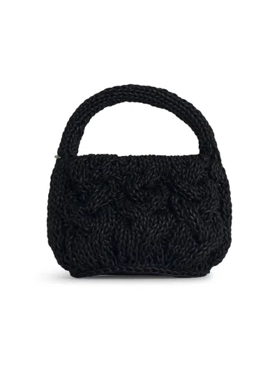 JW ANDERSON JW ANDERSON 'KNIT' BLACK LEATHER BAG