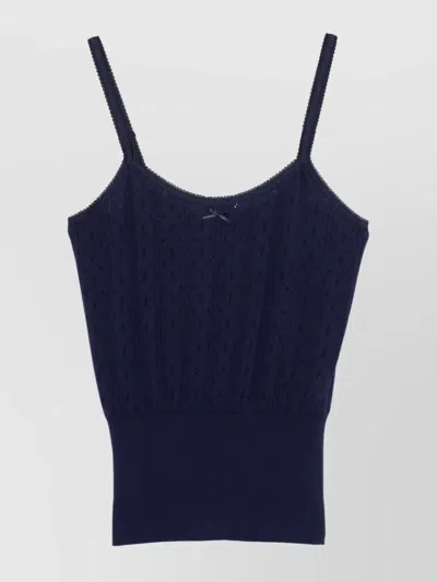 Jw Anderson Pointelle Knit Top In Navy