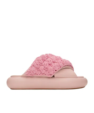 Jw Anderson Knitted Detail Flat Slippers In Nude