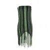 Jw Anderson Knitted Midi Dress In Green And Black Polyamide In Green