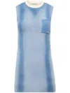 Jw Anderson Layered-neck Cotton-wool Mini Shift Dress In Blue