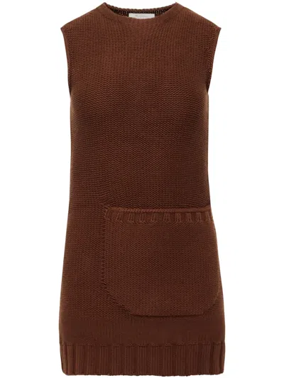 Jw Anderson Knitted Mini Dress In Brown