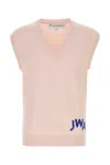Jw Anderson Pink Sleeveless Vest With V Neck And Contrasting Logo Embroidery On The Front In Pink