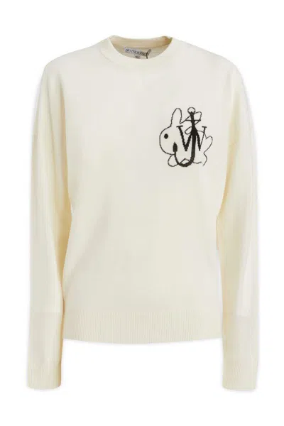 Jw Anderson Intarsia-knit Logo Jumper In White
