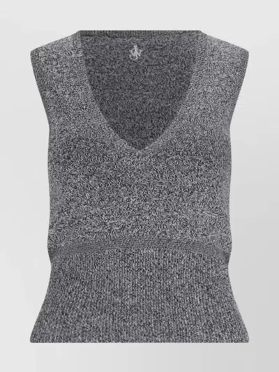 Jw Anderson Knitwear Lace Trim V-neck Sleeveless In Gray