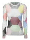 Jw Anderson Hexagon-print Long-sleeve Mesh Top In Multicolor