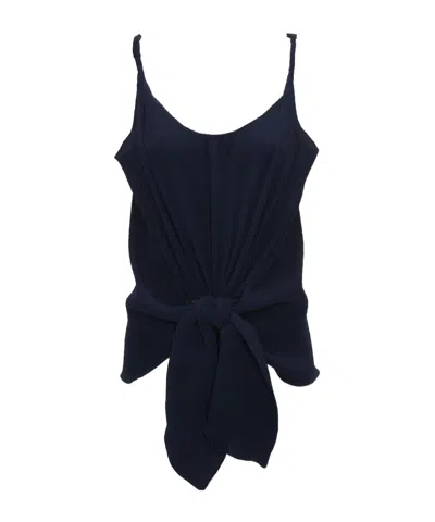Jw Anderson Knot-detail Plissé Top In Blue