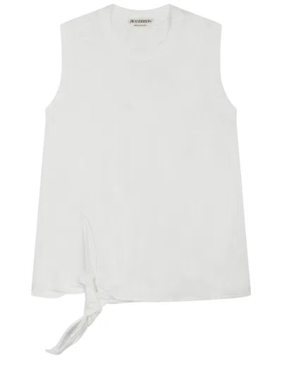 Jw Anderson Knot Detail Relaxed Fit Organic Cotton Tank Top In White