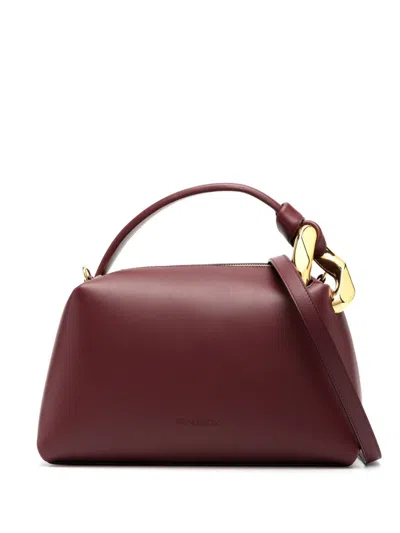 Jw Anderson Corner Leather Crossbody Bag In Burgundy