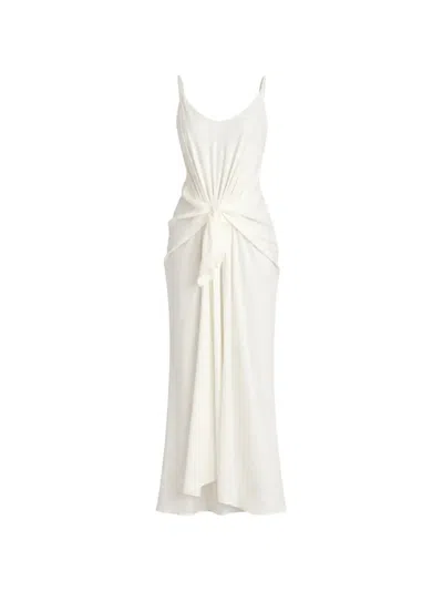 Jw Anderson Knot Draped Maxi Dress In White
