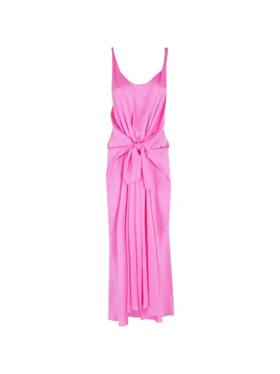 Jw Anderson Tie-detailed Crinkled-silk Maxi Dress In Pink