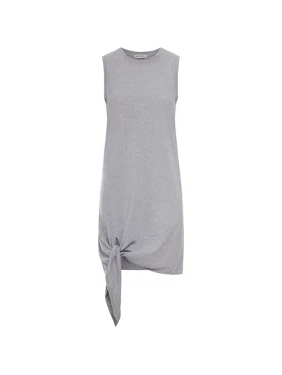 Jw Anderson Knotted Hem Dress In Medium Grey Mlange In Gray