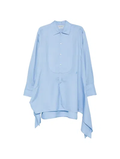 Jw Anderson Knotted Shirt Mini Dress In Blue