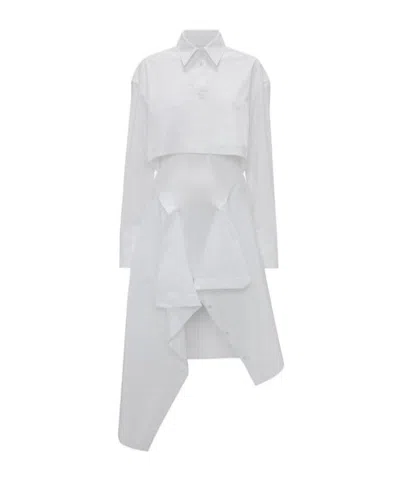 Jw Anderson Knotted Silk Shirtdress In White