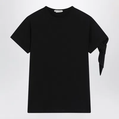 Jw Anderson Knotted-sleeve Jersey T-shirt In Black Cotton