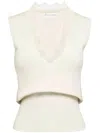 Jw Anderson J.w. Anderson White Lace-trim Knit Top In Neutrals