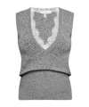 Jw Anderson Lace-trimmed Cotton-blend Sweater Vest In Gray