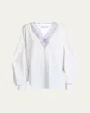 Jw Anderson Lace Trim V-neck Cotton Blouse In White