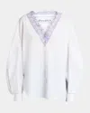 Jw Anderson Lace Trim V-neck Cotton Blouse In White