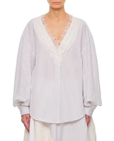 Jw Anderson J.w. Anderson Lace Trim V Neck Shirt In White