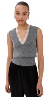 Jw Anderson Lace-trimmed Cotton-blend Sweater Vest In Black/white