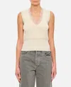 Jw Anderson J.w. Anderson White Lace-trim Knit Top In Oyster