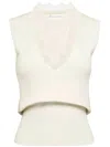 Jw Anderson J.w. Anderson White Lace-trim Knit Top In Oyster