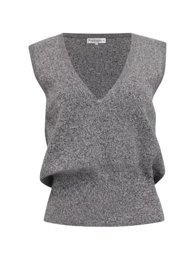 Pre-owned Jw Anderson Lace-trim Vest In Gray