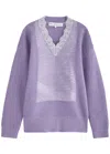 Jw Anderson V-neck Lace Trim Sweater In Lilac