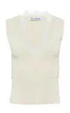 Jw Anderson Lace-trimmed Knit Cotton-nylon Top In Ivory