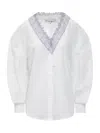 Jw Anderson V-neck Lace Trim Shirt In White