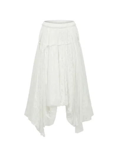 Jw Anderson Lace-layered Longline Skirt In White
