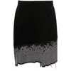 Jw Anderson Distressed Crystal-embellished Skirt In Black