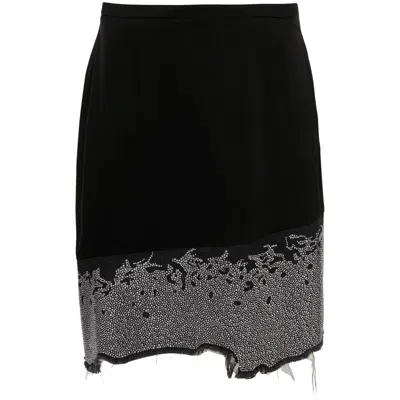 JW ANDERSON JW ANDERSON LADIES BLACK GLITTER-DETAIL ASYMMETRIC SKIRT