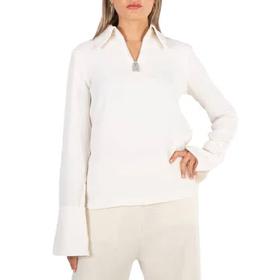 Jw Anderson Ladies Off White Padlock Half Zip Pullover Top, Brand Size 36 (us Size 2) In Neutral