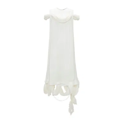 Jw Anderson Ladies White Silk Draped Midi Dress