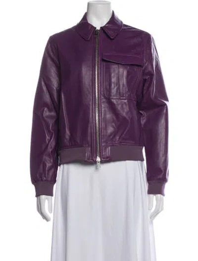 Pre-owned Jw Anderson Lamb Leather Bomber Jacket In Purple