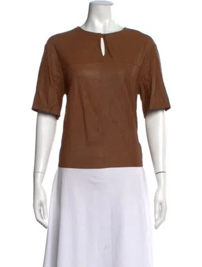 Pre-owned Jw Anderson Lambskin Crew Neck Top In Brown