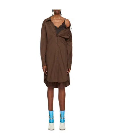 Jw Anderson Lapel Dress In Brown