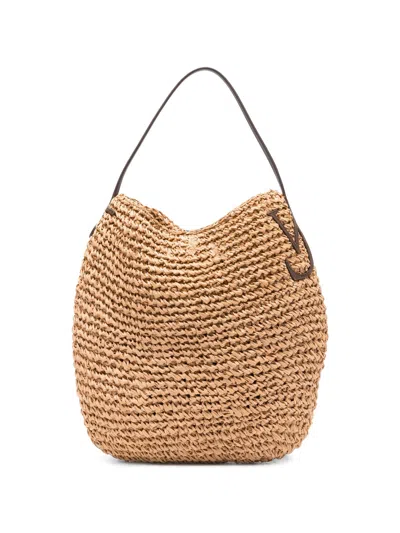 Jw Anderson Large Bulb Logo-embroidered Bucket Bag In Brown