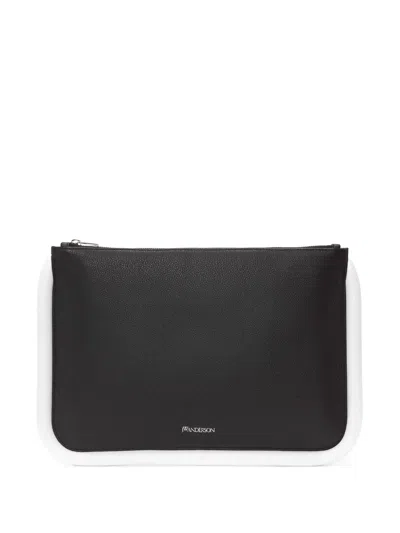 Jw Anderson Large Bumper Leather Pouch In Black