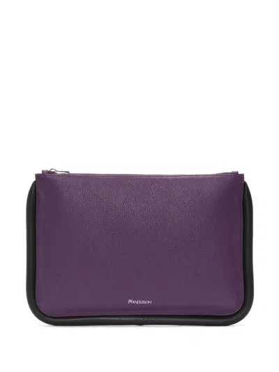 Jw Anderson Large Bumper Leather Pouch In Purple